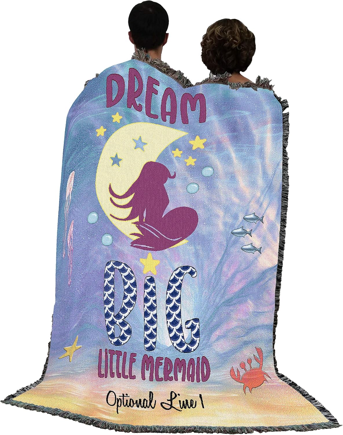 Pure Country Weavers Dream Big Little Mermaid Blanket - Personalized - Custom Gift Tapestry Throw Woven from Cotton - Made in the USA (72x54)