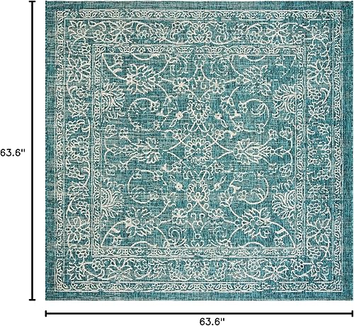 Vista 121 de SAFAVIEH Courtyard Collection - Alfombra decorativa, 2 pies 3 pulgadas x 5 pies, turquesa, no desprende pelusa y de fácil cuidado, para interiores