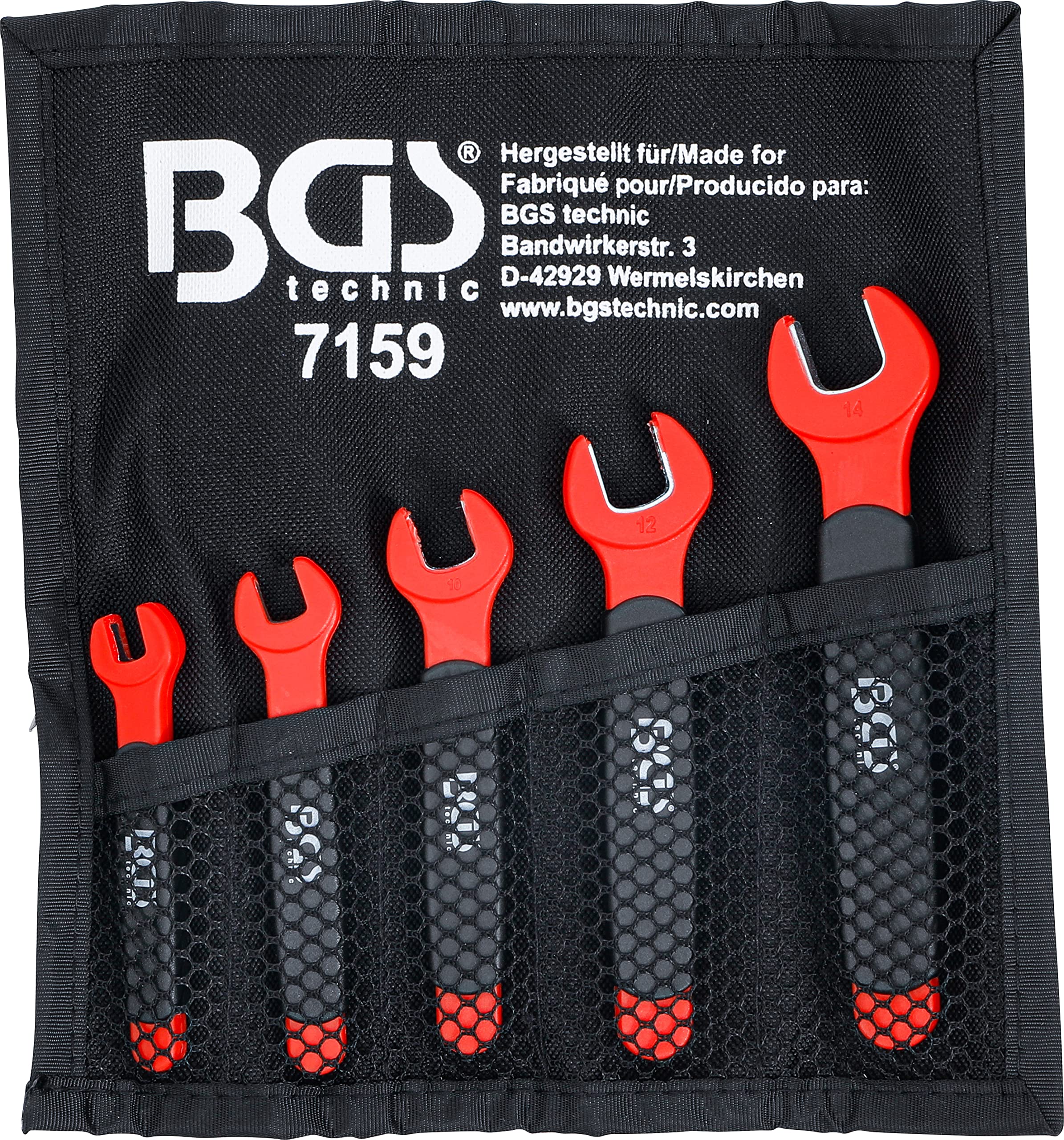 BGS 7159 | Llave plana de una boca VDE | 7 - 14 mm | 5 piezas
