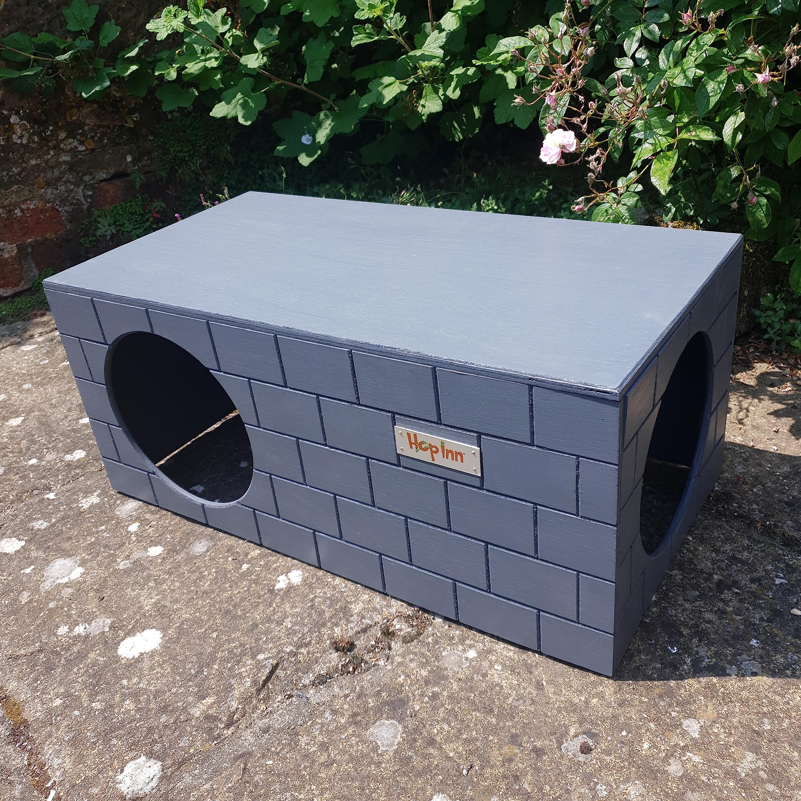 Hop Inn Rabbit Hideaway Hideout Large 60cm L x 30cm W x 25cmH for Indoor or Outdoor - All Weather - Pet Friendly Paints - Made in the UK
