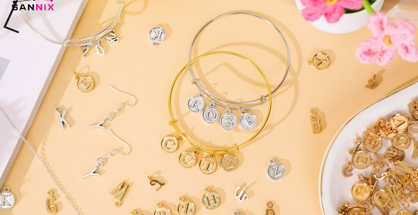 Amazon.com: SANNIX 156Pcs/6 Sets Alphabet ABC Letter Charms 3