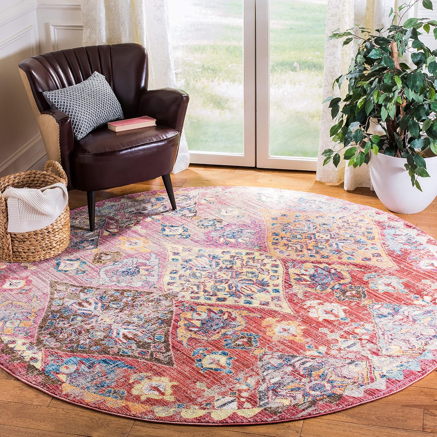 SAFAVIEH Bristol Collection 2'3" x 8' Rose / Multi BTL352R Boho Chic Distressed Runner Rug