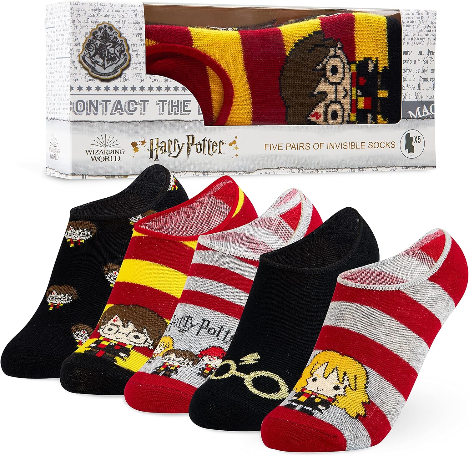 Harry Potter Girls No Show Socks - Invisible Liner for Kids, Summer Pack of 5 - Kids Gifts