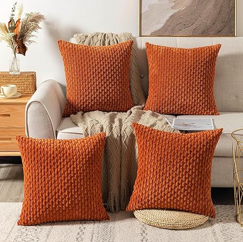 Miniatura 7 de UGASA - Funda de almohada decorativa de pana suave de 26 x 26 pulgadas, estilo bohemio, a rayas, decoración moderna del hogar para sofá, sala de