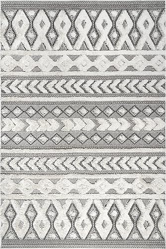 Miniatura 3 de nuLOOM Rebecca - Alfombra de área con textura alta y baja, 4 x 6, color gris