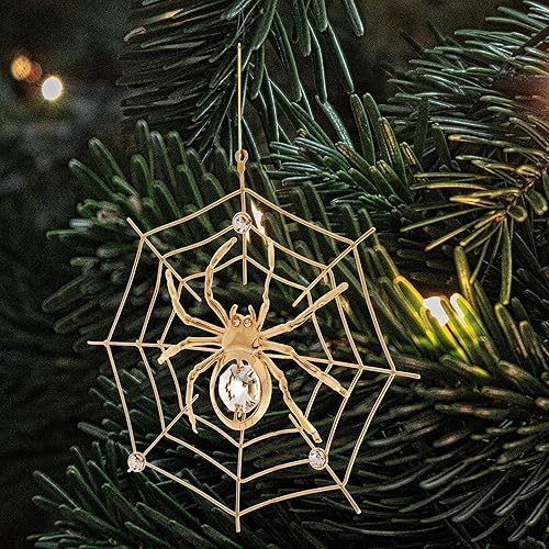 Miniatura 6 de Adorno colgante de araña con tachuelas de cristal chapado en oro de 24 quilates para árbol de Navidad tradiciones milagrosas de araña de Navidad