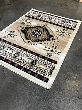 Bellagio Southwest Native American Tribal 256,000 Point Area Rug Ivory Brown Beige Tan Design T9641 (5 Feet 2 Inch X 7 Feet 3 Inch)