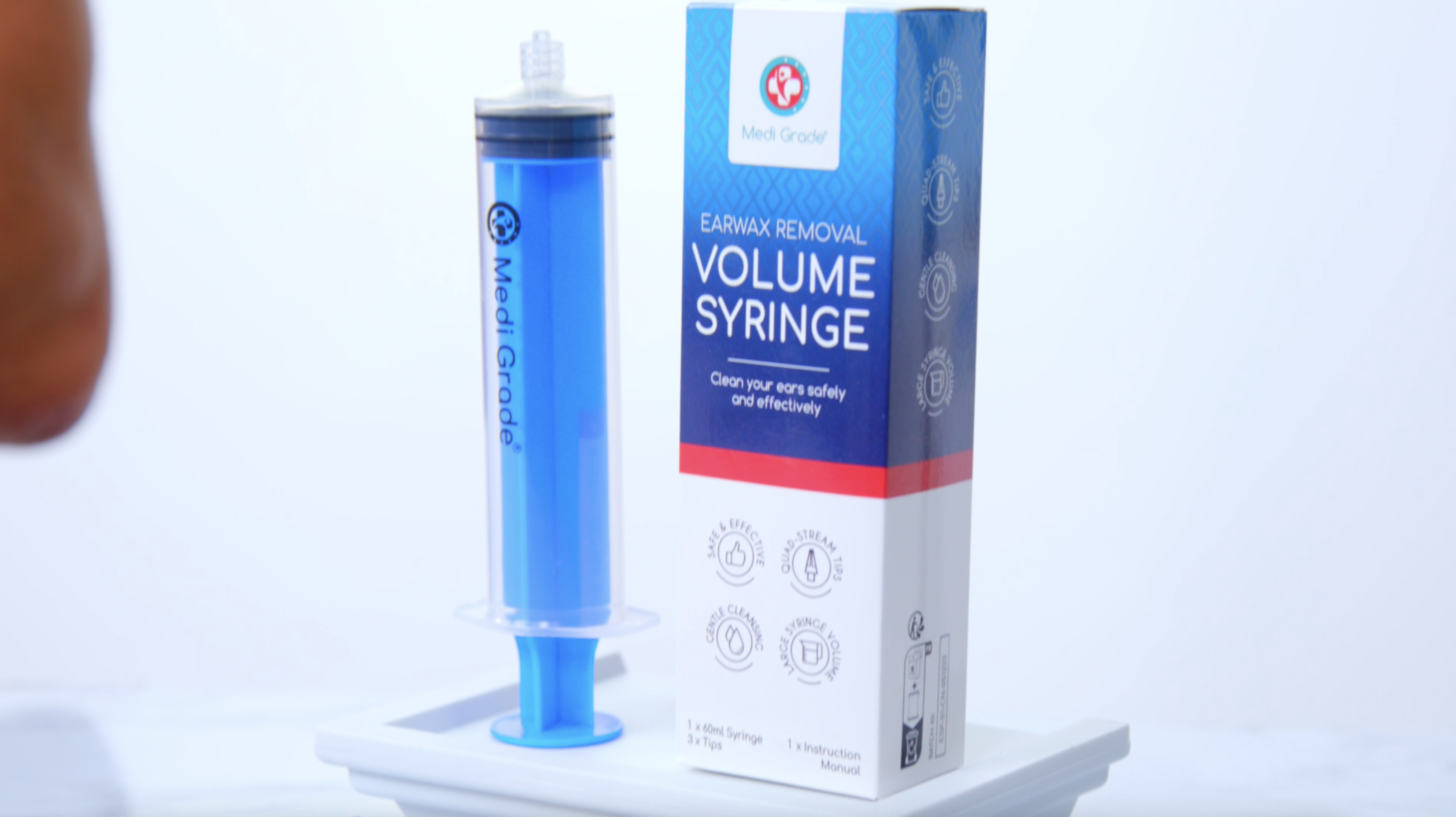 Artibetter - Siringa per orecchie da 75 ml, con bulbo a forma di siringa in gomma per lavaggio ad aria, per lavaggio e pulizia dell'orecchio, strumento da laboratorio per la salute (blu