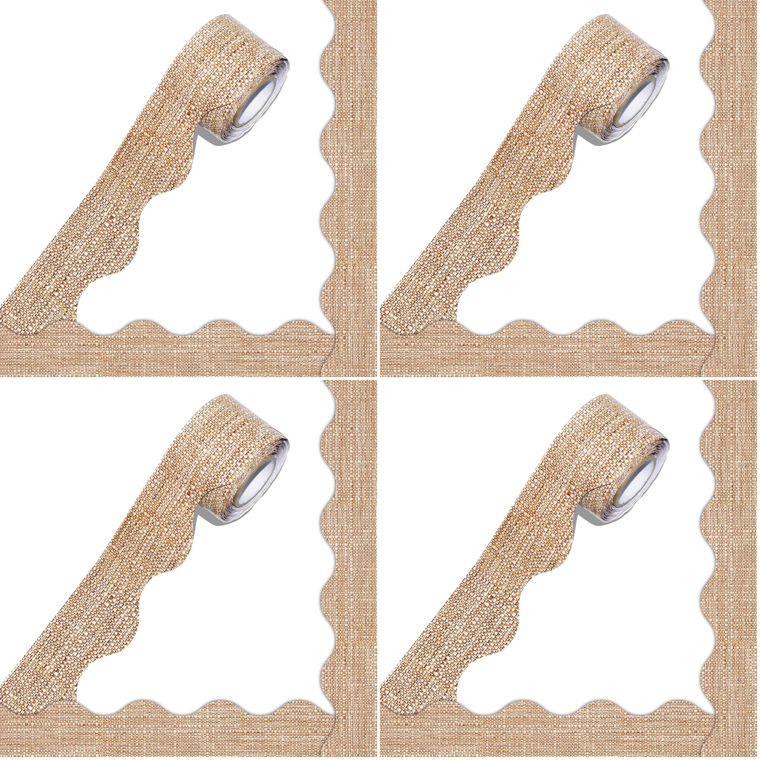 60 Feet Bulletin Board Borders, Scalloped Rolled Border Trim Decoration Bulletin Boards, Walls, Desks, Windows, Doors for School, Classroom &amp; Offices (Pack of 4)