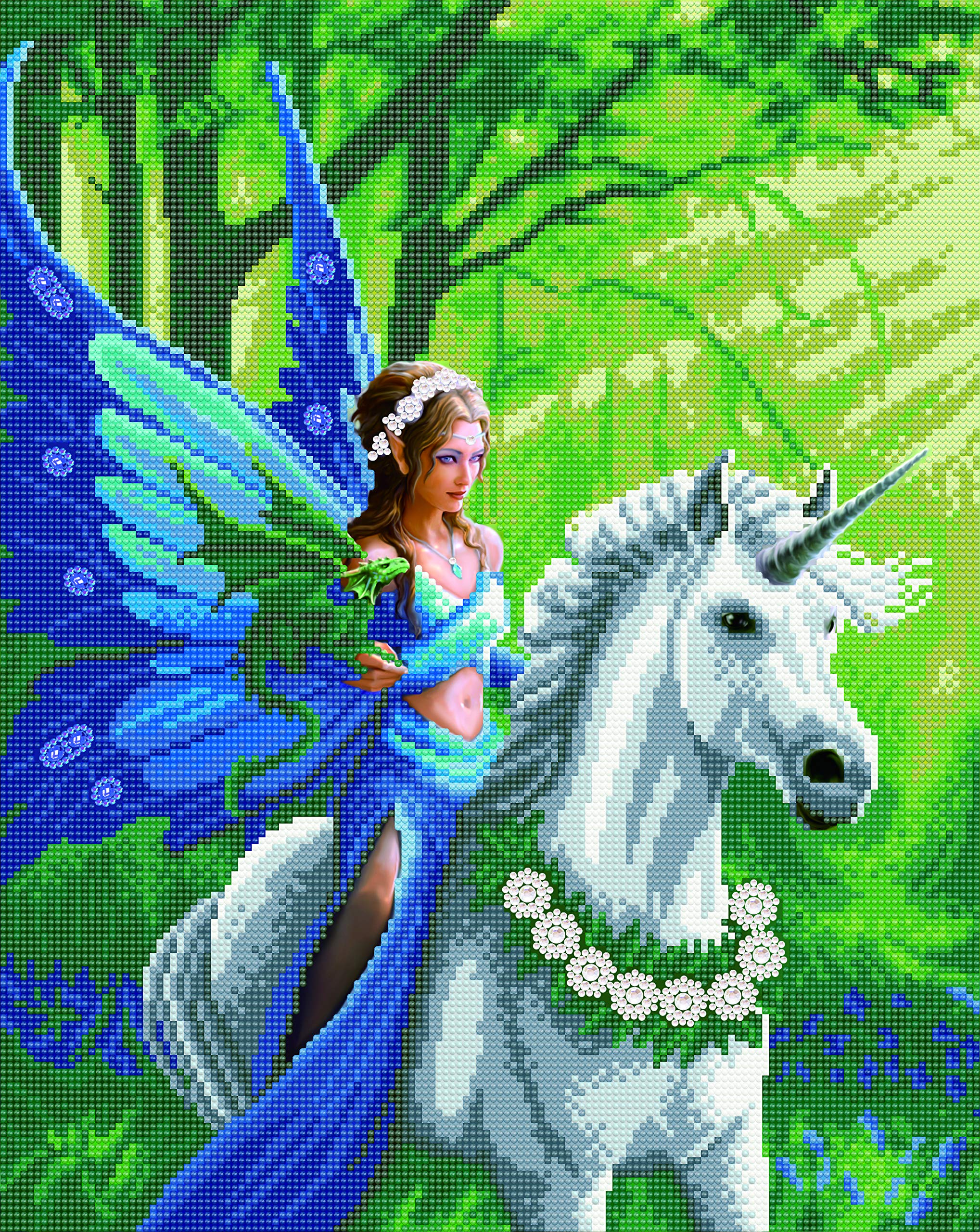 CRYSTAL ART - Kit Tableau Broderie Diamant sur Chassis Toilé - Activité Manuelle de Peinture - Loisirs Créatifs - Adulte et Enfant - Anne Stokes Balade à Licorne - Format : 40 x 50 cm
