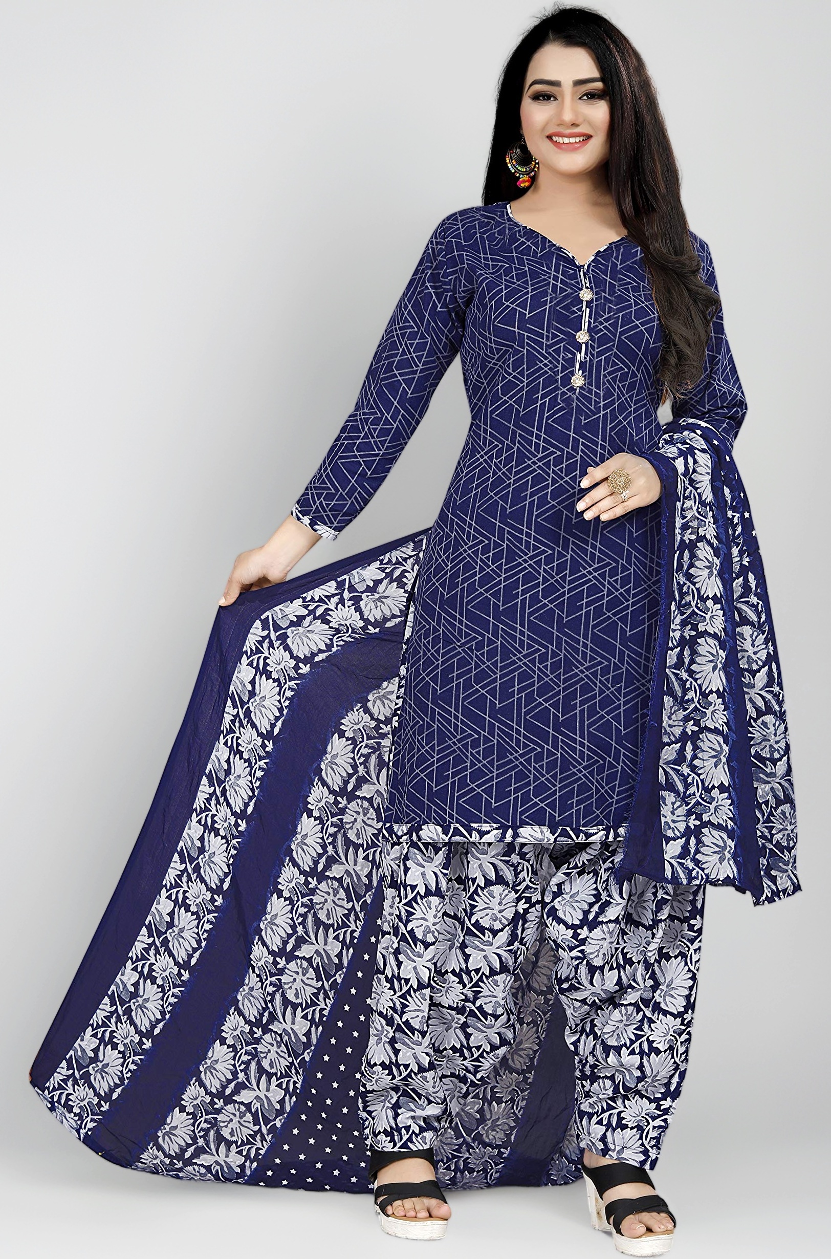 Women Cotton Printed Readymade Salwar Suit (Ready To Wear)