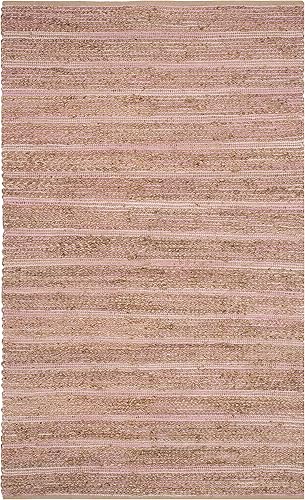 Miniatura 2 de SAFAVIEH Cape Cod Collection - Alfombra de área de 5 x 8 pies, rosa claro, yute de tejido plano hecho a mano, ideal para zonas de alto tráfico en
