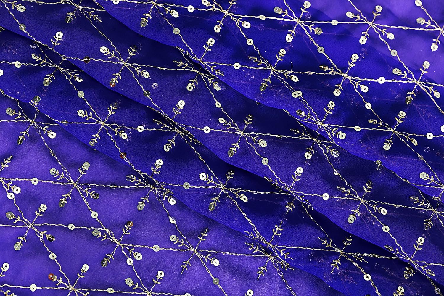 MDS Pack of 12 Wedding 20” x 120 inches Glitter Metallic Sparkly Chiffon Table Runner for Wedding Décor for 10Ft Sequin Table Runner - Royal Blue