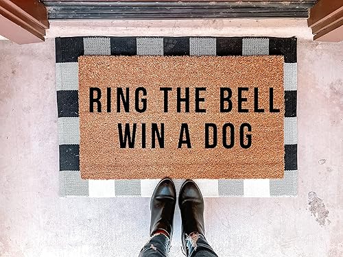 Ring The Bell Win A Dog Mat | Tapete para perro | Regalo para los amantes de las mascotas | Tapete para dueños de perros | Tapete de bienvenida |