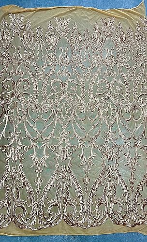 The Yard - Lentejuelas doradas en tela de encaje de malla - 10102