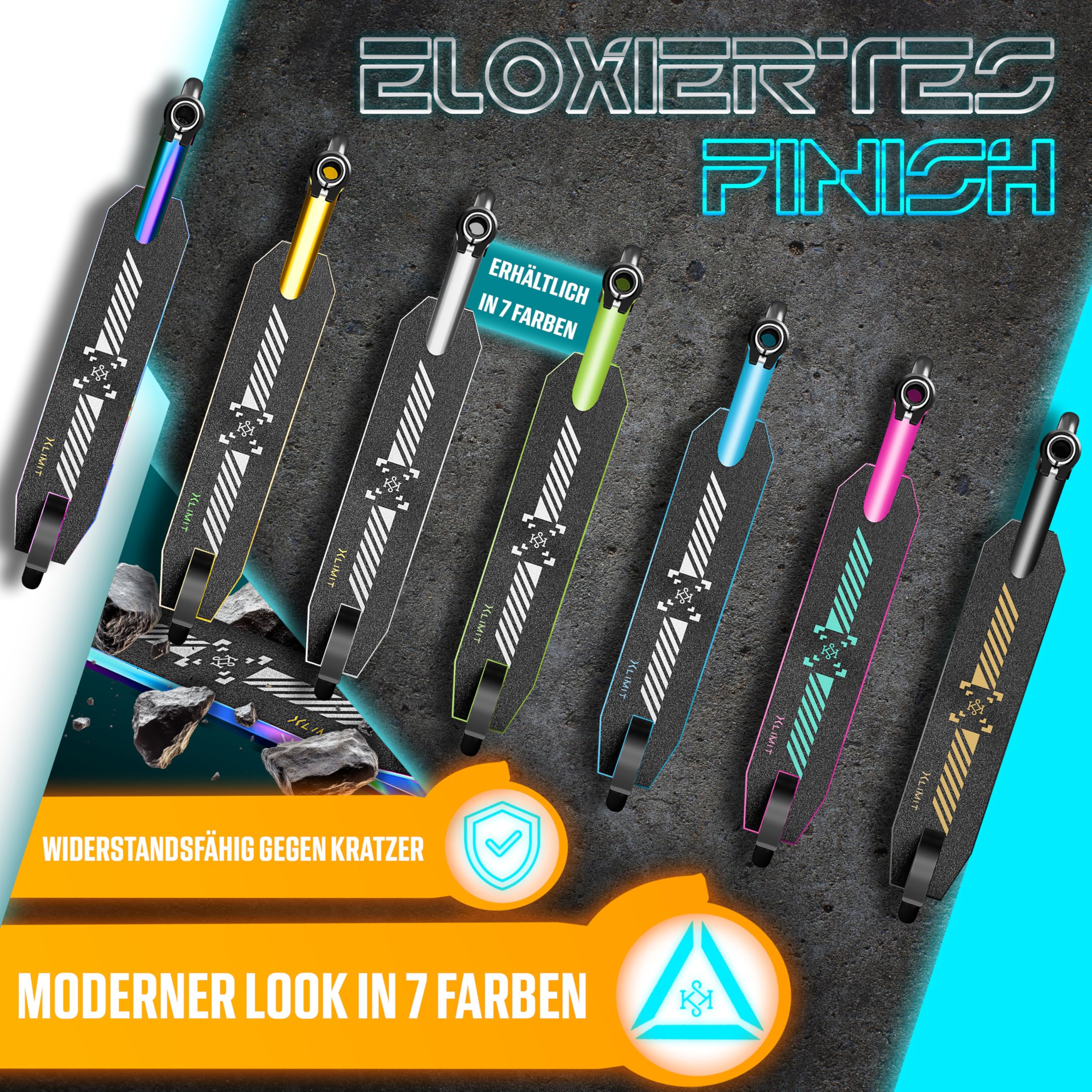 KESSER® Stunt Scooter X-Limit-Pro 360° Lenkung Funscooter Stuntscooter mit Ständer ABEC 9 Kugellagern, 110mm PU Räder, Kickscooter Tretroller Cityroller Trick Roller für Kinder Erwachsene