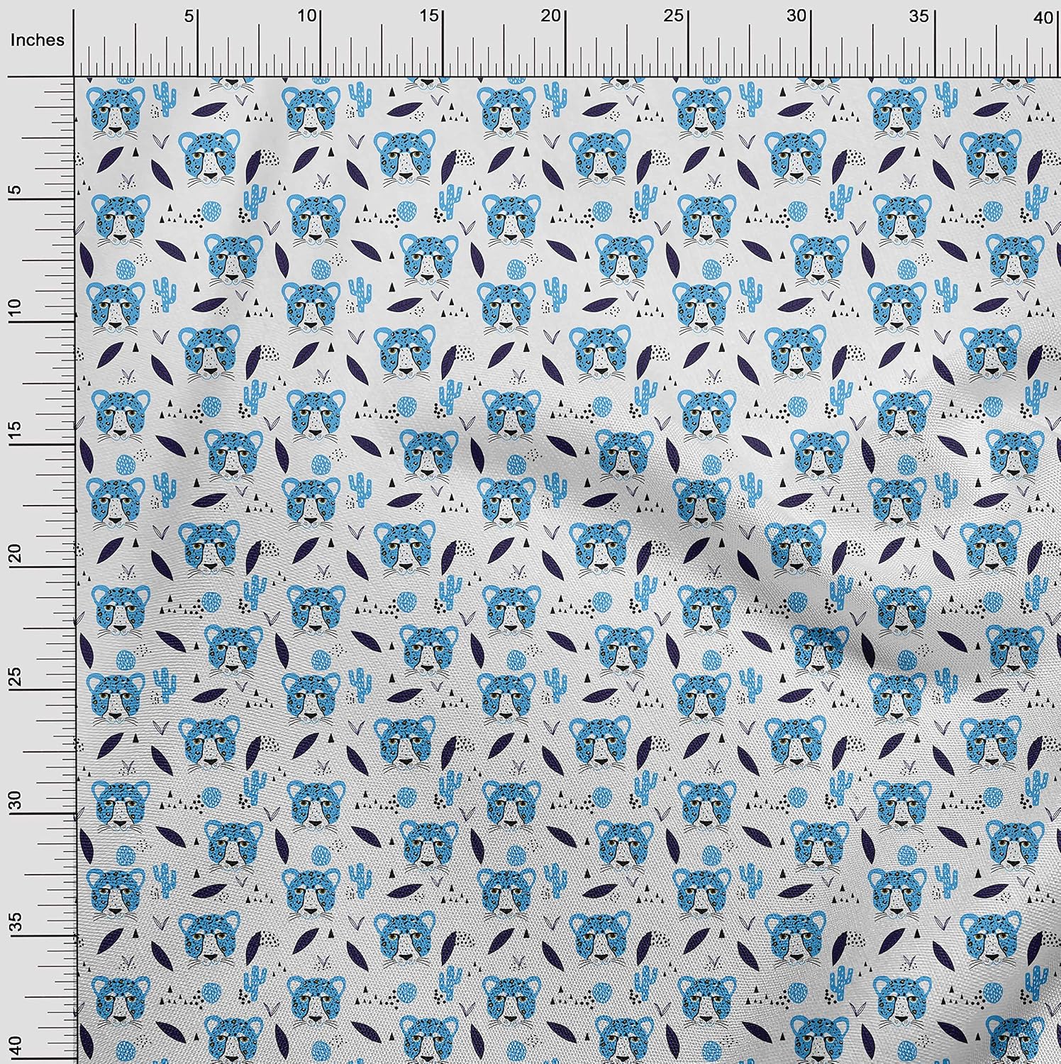 oneOone Cotton Flex Blue Fabric Kids Animal Quilting Supplies Print Sewing Fabric By The Yard 40 Inch Wide