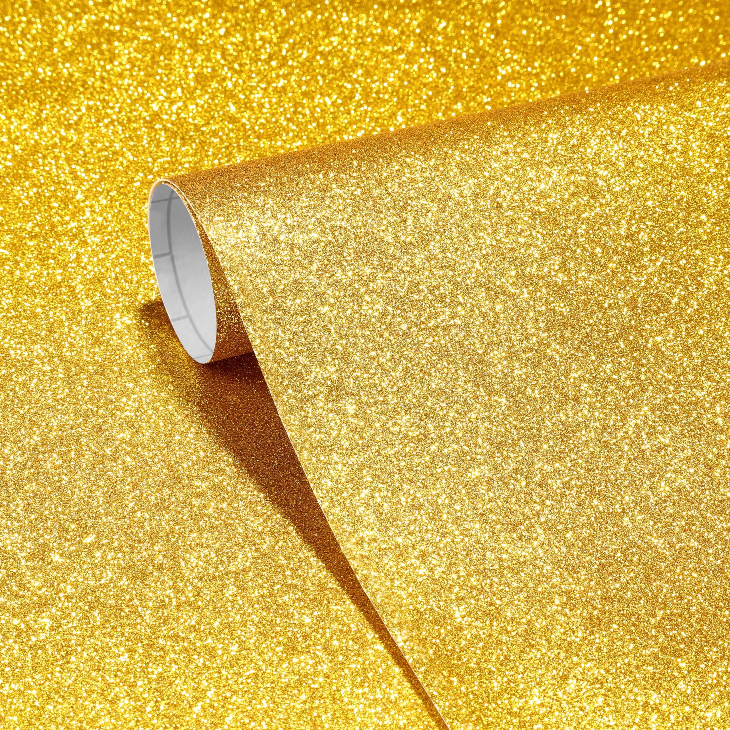 Stickyart Glitzer Tapete Gold Klebefolie Möbel 40cm X 200cm Wandtapete Selbstklebende Tapete Gold Dekofolie Tapeten Vliestapete Klebetapete Glitzer für Wande Schrank Möbel Wohnzimmer Schlafzimmer