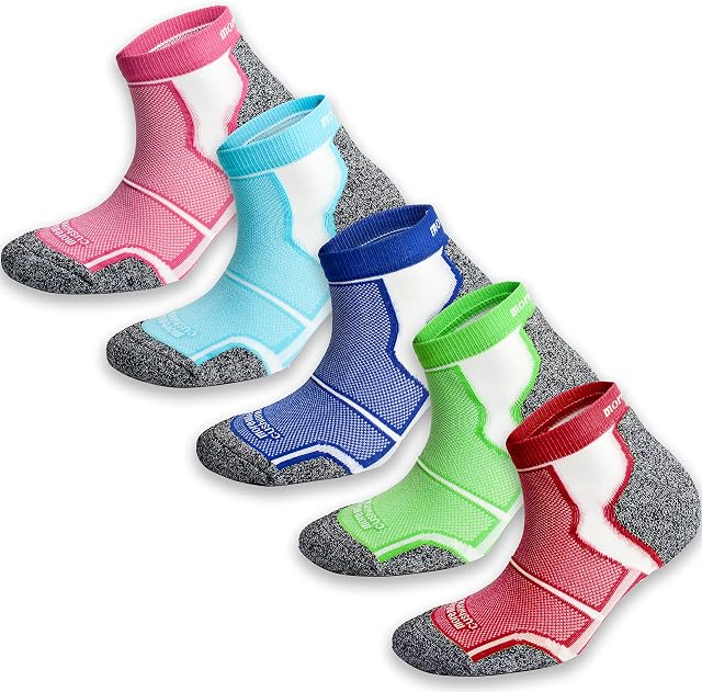 5 Pairs More Mile New York Cushioned Coolmax Sports Running Socks (5.5-8 UK / 38-42 EU, Multi-coloured 3)