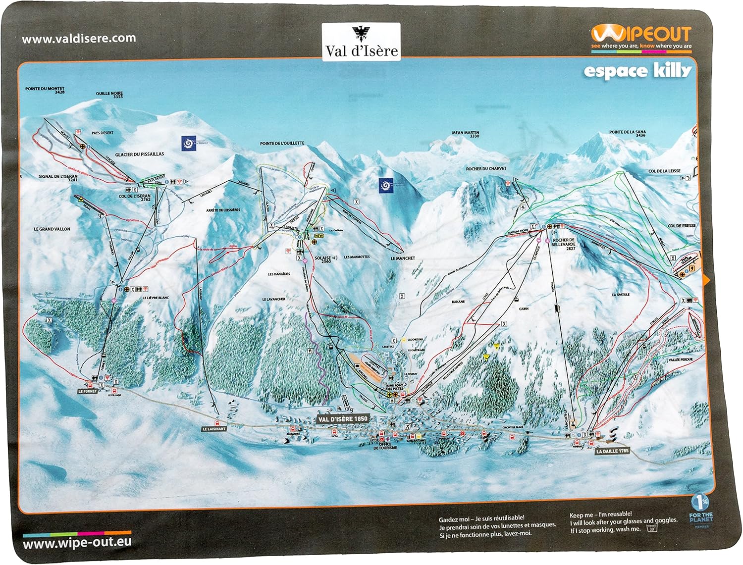 Espace Killy Piste Map Wipeout Espace Killy Piste Map Lens Cloth : Amazon.co.uk: Sports & Outdoors