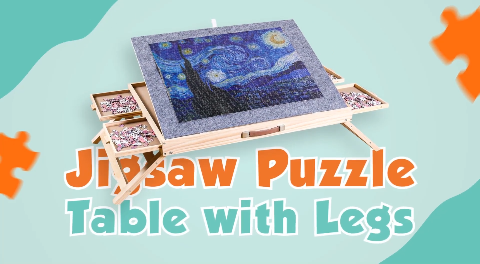Puzzle Table With Drawers & Cover – Holds 1500 Pieces, Adjustable Angle, Portable & Foldable