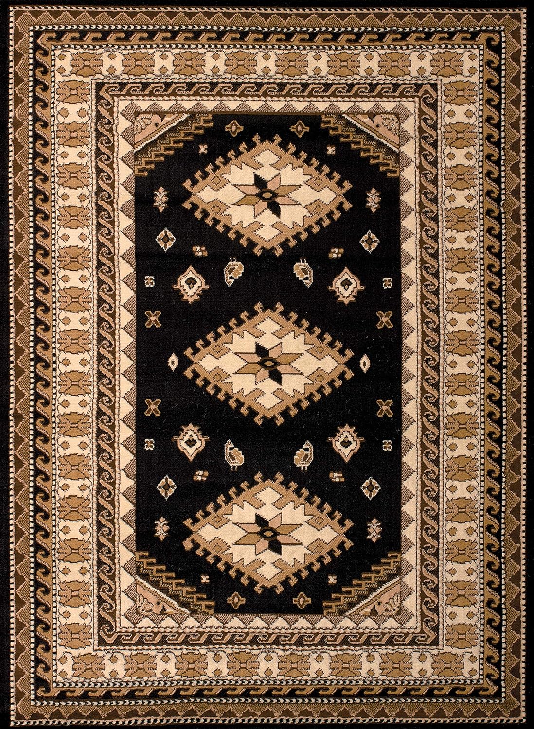 United Weavers Dallas Tres Accent Rug - Black, 2x3, Southwestern Indoor Area Rug with Bordered Pattern, Jute Backing