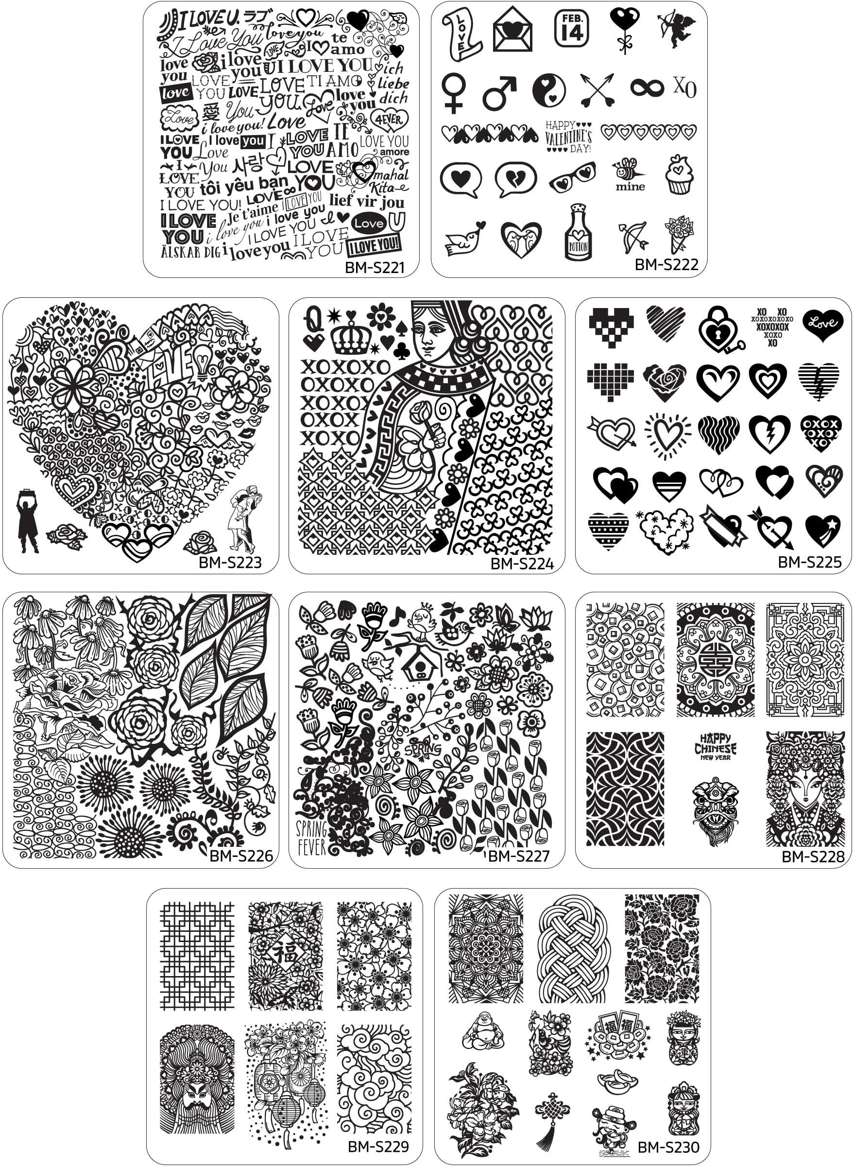 Maniology (formerly bundle monster) 10pc Occasions Nail Art Stamping Plates: Chinese New Years - Valentine's Day - Spring