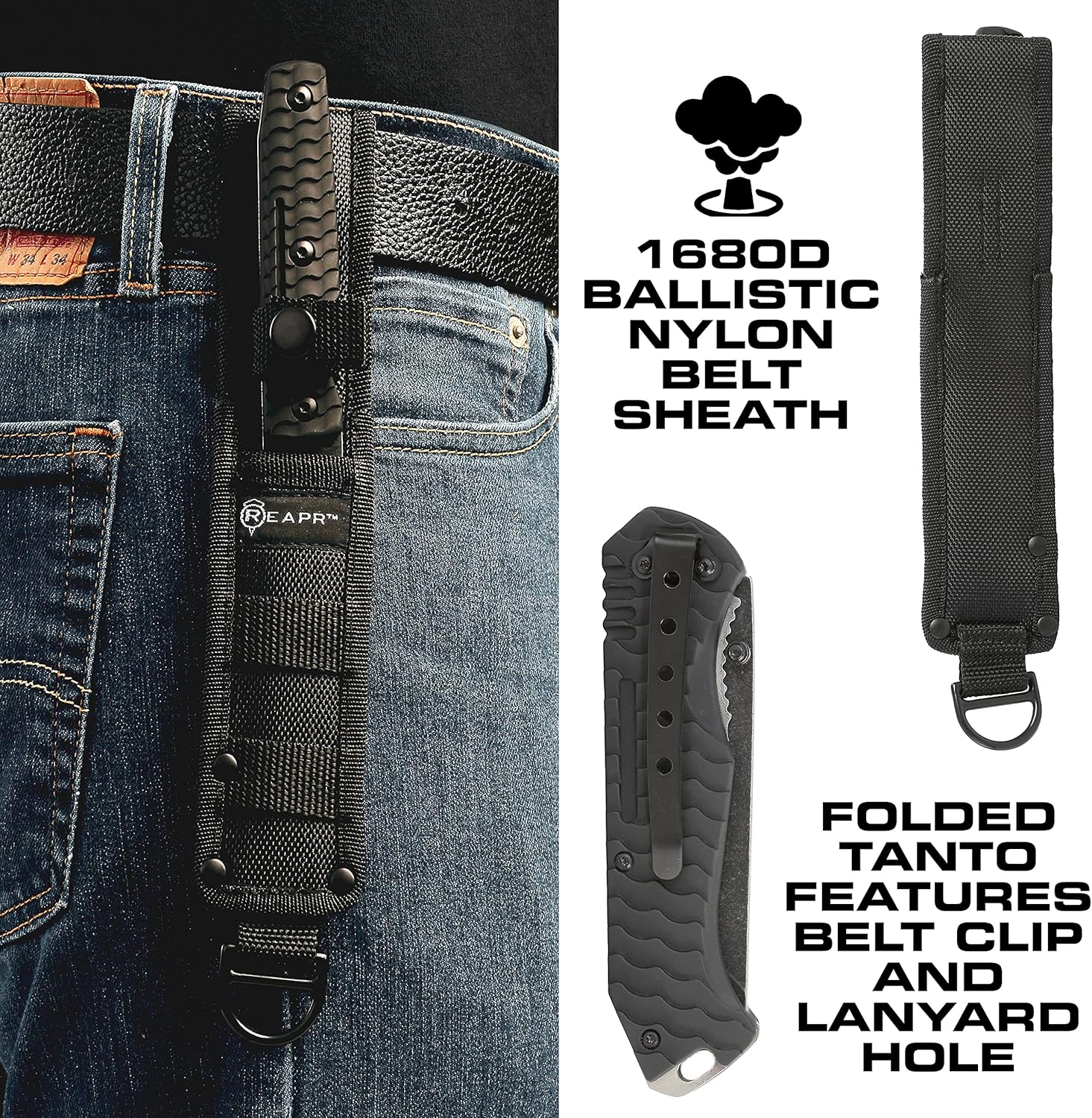 REAPR 11008 Tactical Tanto 2 Piece Fixed/Folding Knife Set Black