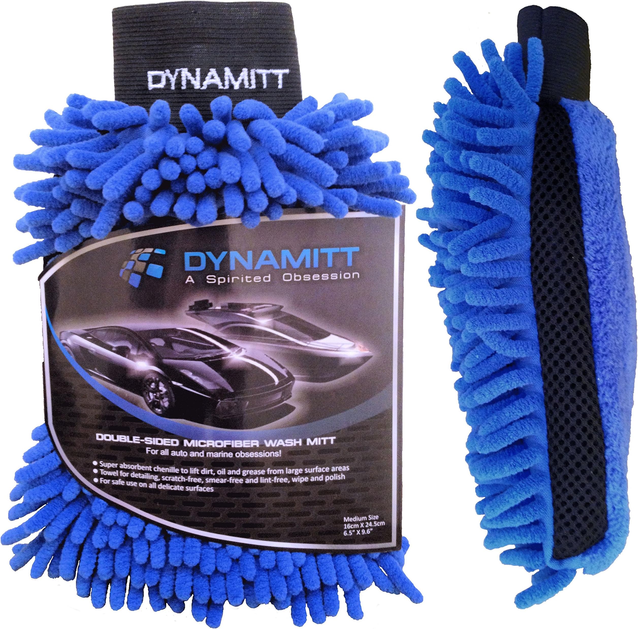 Microfiber Dual-sided, Car Wash and Car Wax Mitt, Chenille Sponge and Polishing Pad
