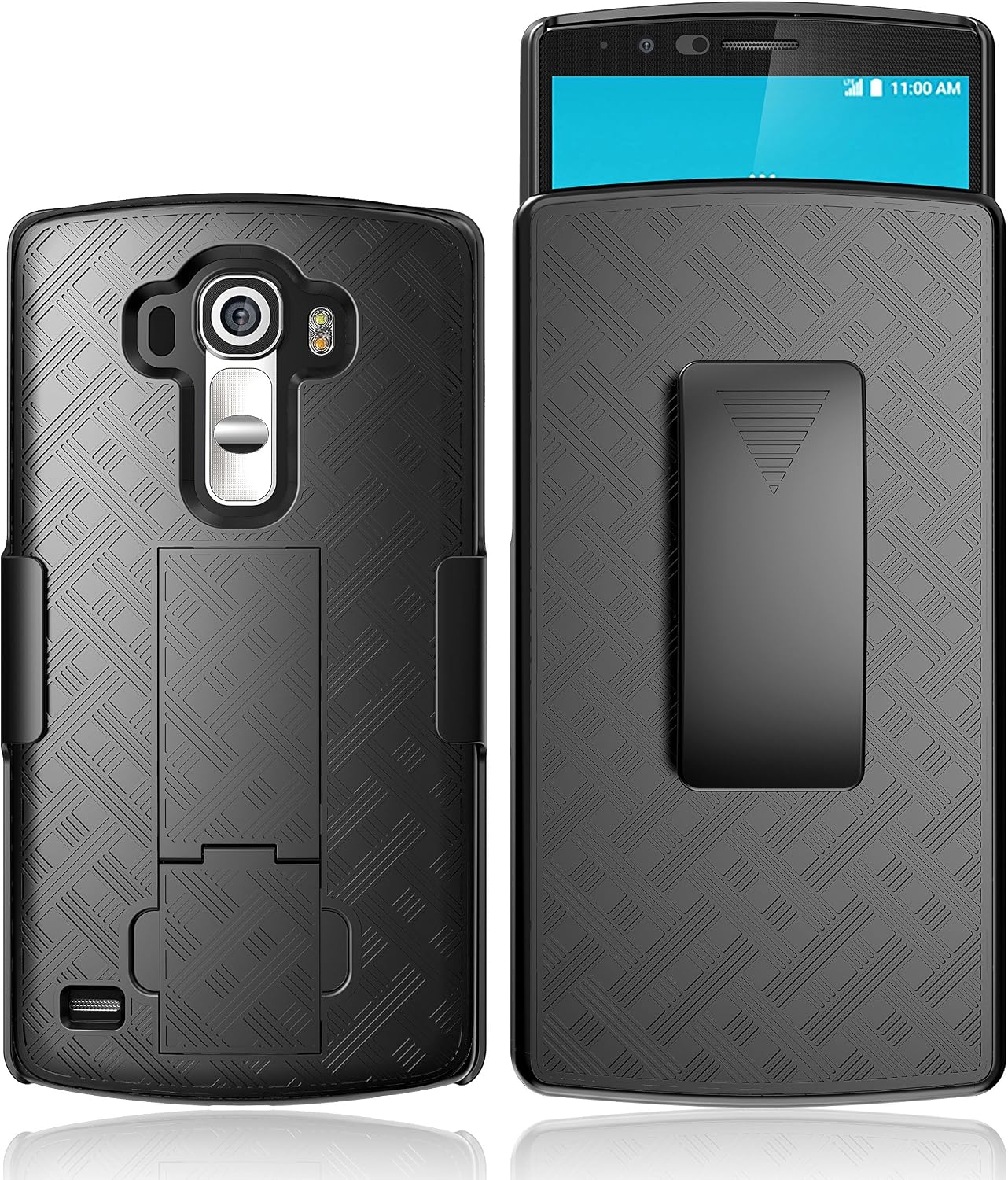 E LV LG G4 Case Full Body Protection Belt Clip - Case Cover for LG G4 with 1 Microfiber Cleaning Cloth - Black