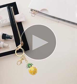 Aqua79 Pineapple Keychain - Gold 3D Sparkling Charm Rhinestones