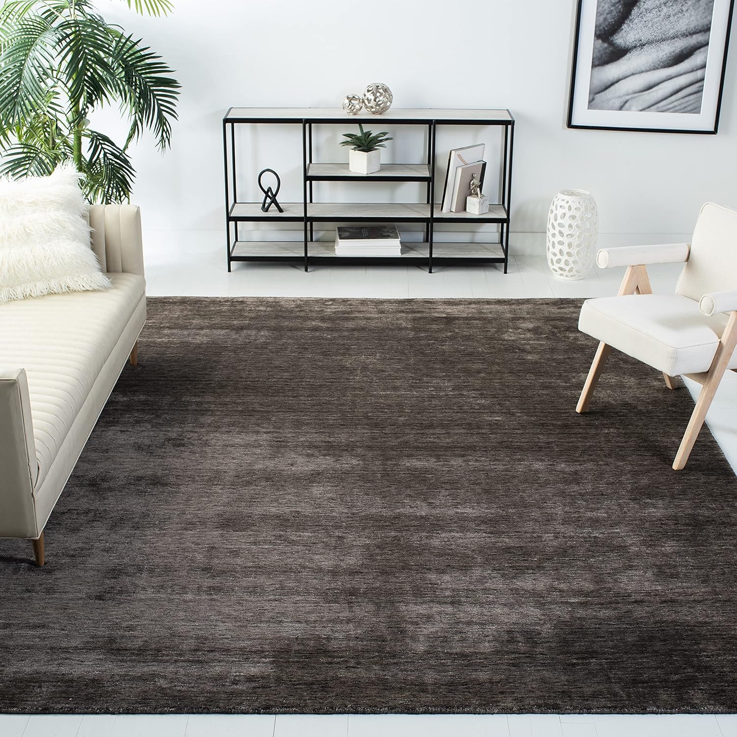 SAFAVIEH Mirage Collection Area Rug - 9' x 12', Silver & Grey, Handmade Modern Viscose, Ideal for High Traffic Areas in Living Room, Bedroom (MIR801A)