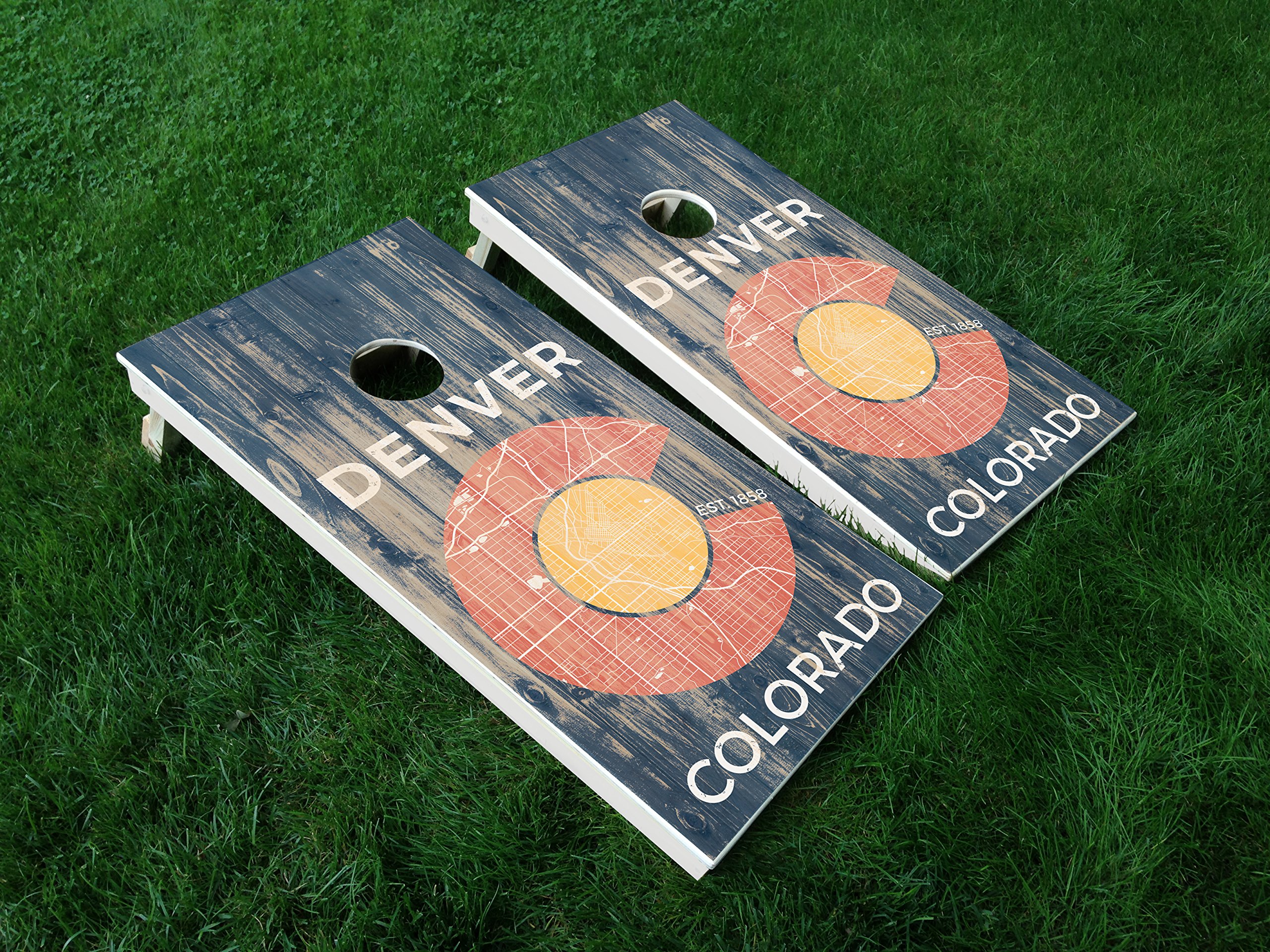 Distressed Colorado 05 Colorado State Flag Cornhole WRAP Set Vinyl Board Decal Baggo Bag Toss Boards * Made in The USA *