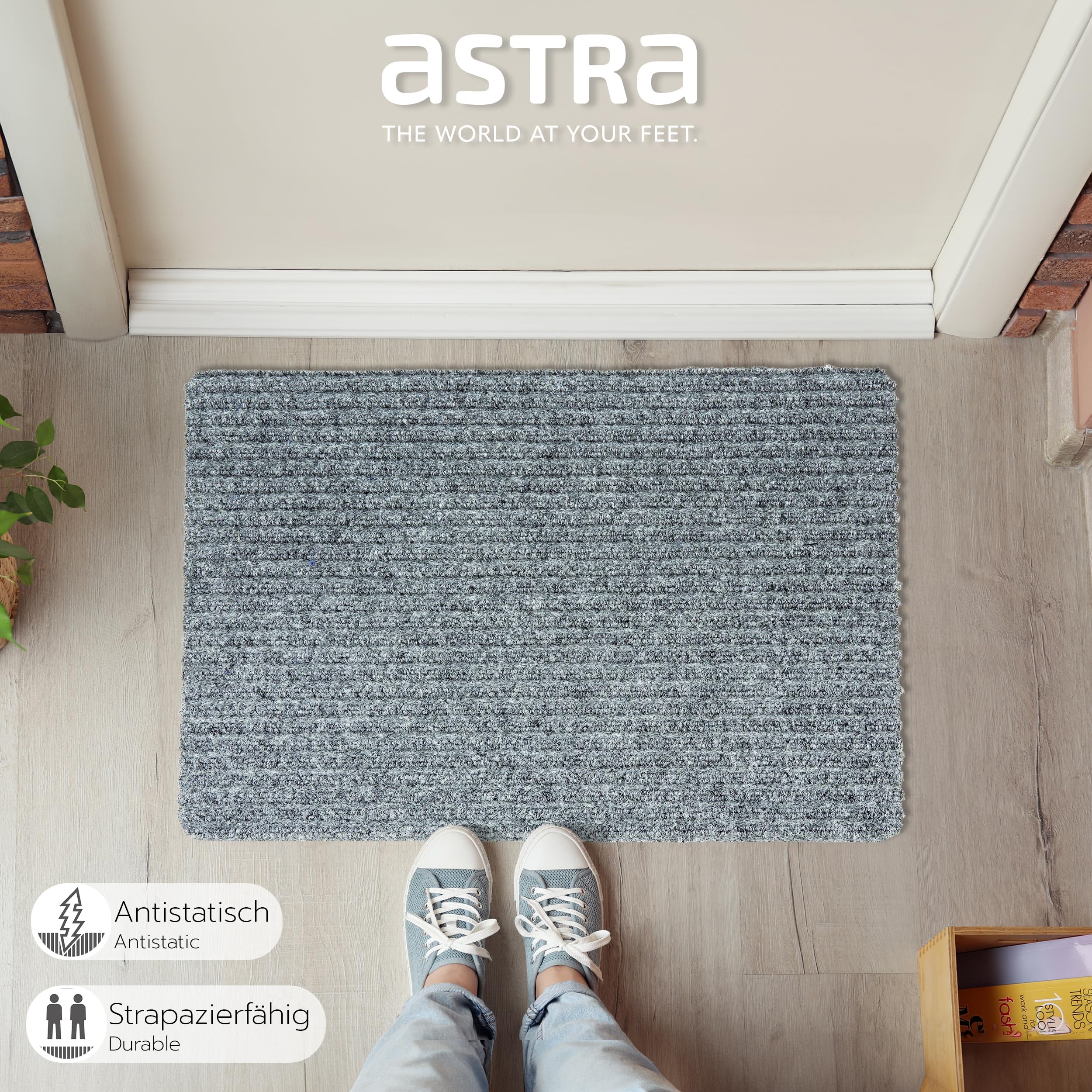 Astra Fußmatte 25x60cm Silber - Rutschfeste Schmutzfangmatte Für Innen