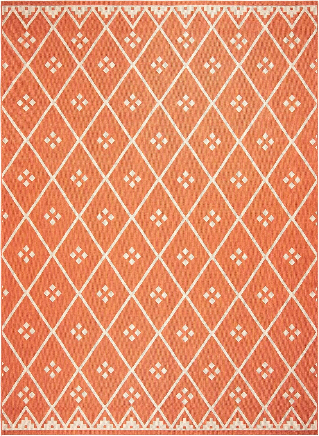 SAFAVIEH Courtyard Collection Area Rug - 8' x 10', Terracotta & Light Beige, Non-Shedding & Easy Care, Indoor/Outdoor & Washable-Ideal for Patio, Backyard, Mudroom (CY6303-231)