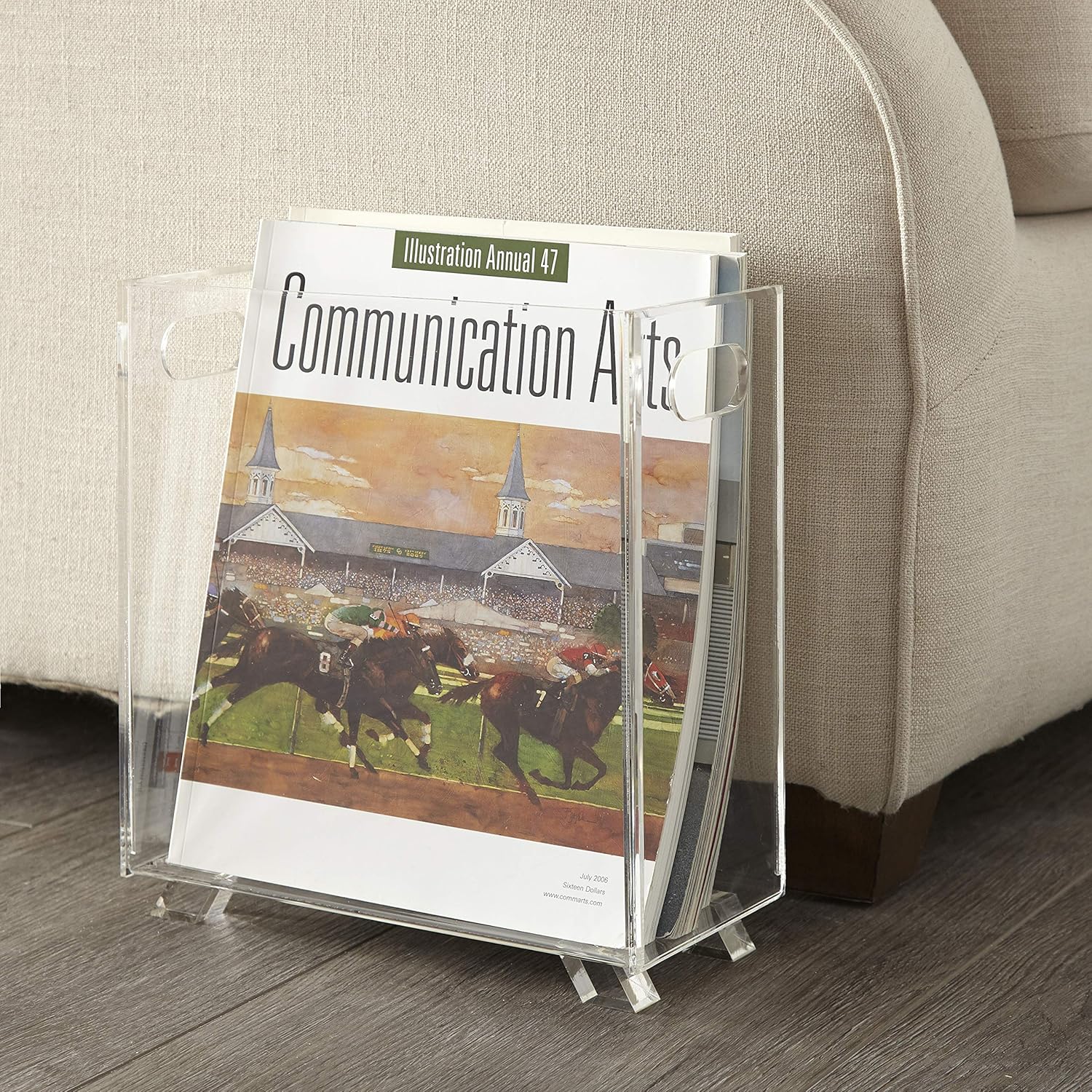 Huang Acrylic Clear Magazine Holder or Wastebasket