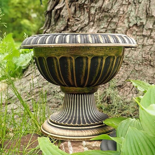 Miniatura 4 de Maceta de urna elegante con aspecto rústico (2 unidades) maceta para uso en interiores y exteriores con base ancha para jardín, patio, oficina,