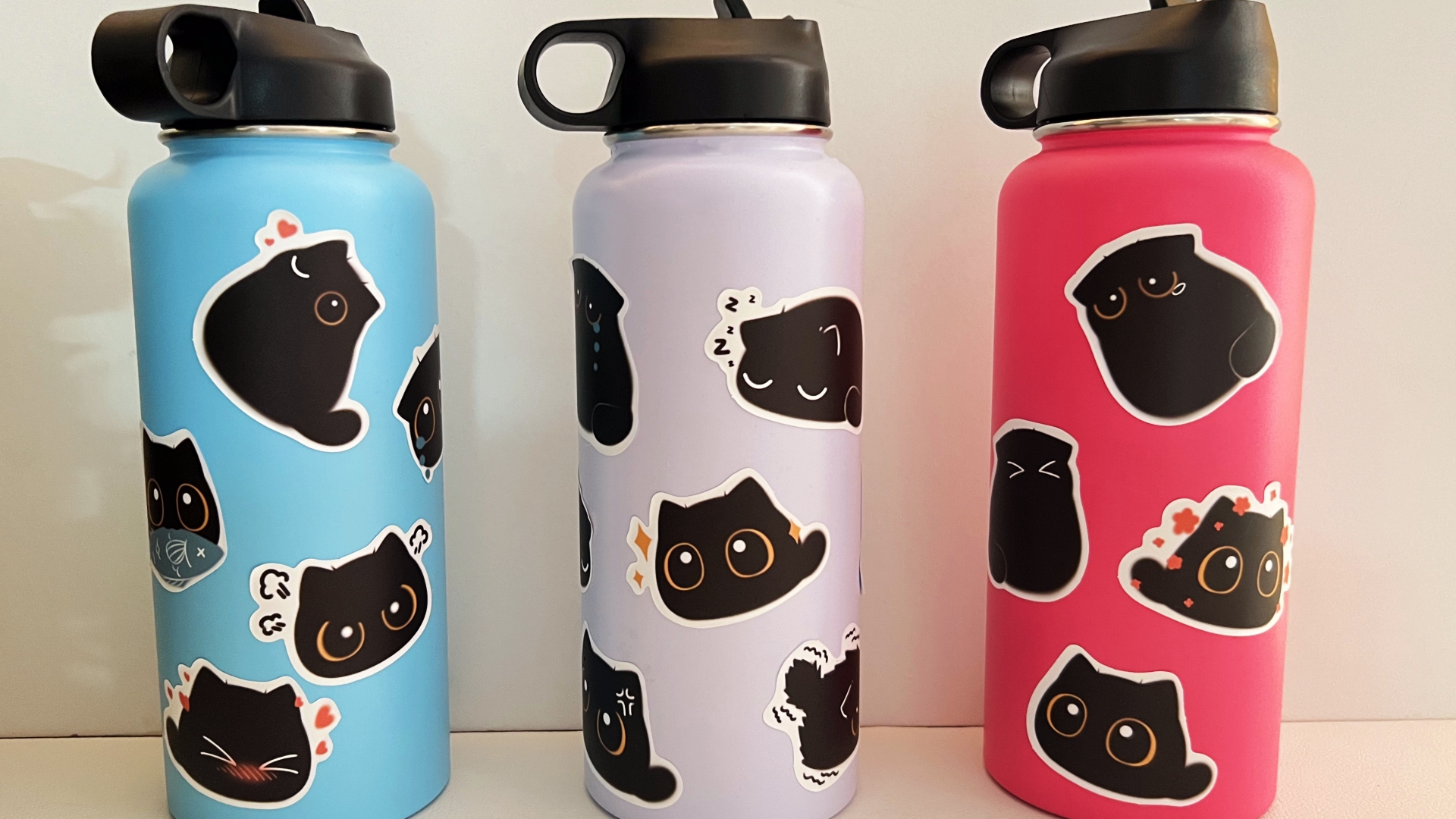 500 Stück Cat Stickers Rolle - Niedliche Schwarze Kätzchen Aufkleber Für Laptop, Flaschen & Journal