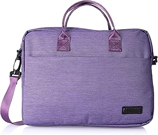 شنطة حمل أنيقة من القماش تحتوي على جيب رئيسي وجيب أمامي وخلفي بسوستة وحزام كتف طويل متوافق مع أجهزة اللاب توب المختلفة مقاس 15.6 بوصة من ايليت - لون بربل
