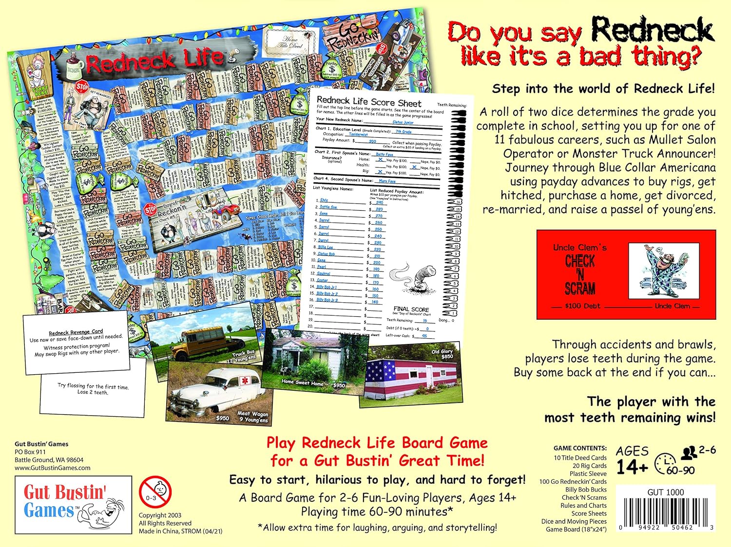 Gut Bustin' Games Redneck Life Board Game