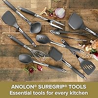 Vista 3 de Anolon SureGrip tenedor de carne de acero inoxidable/herramienta de cocina, 13.25 pulgadas, gris, 46288