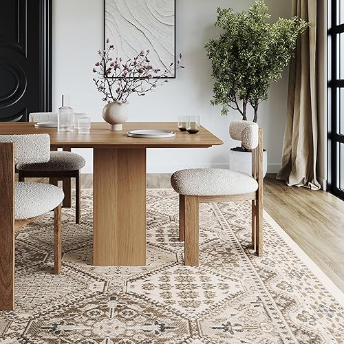 nuLOOM 2x3 Becca Traditional Tiled Area Rug, Beige, Faded Transitional Design, Stain Resistant, For Bedroom, Dining Room, Living Room, Hallway, Office, Kitchen, Entryway