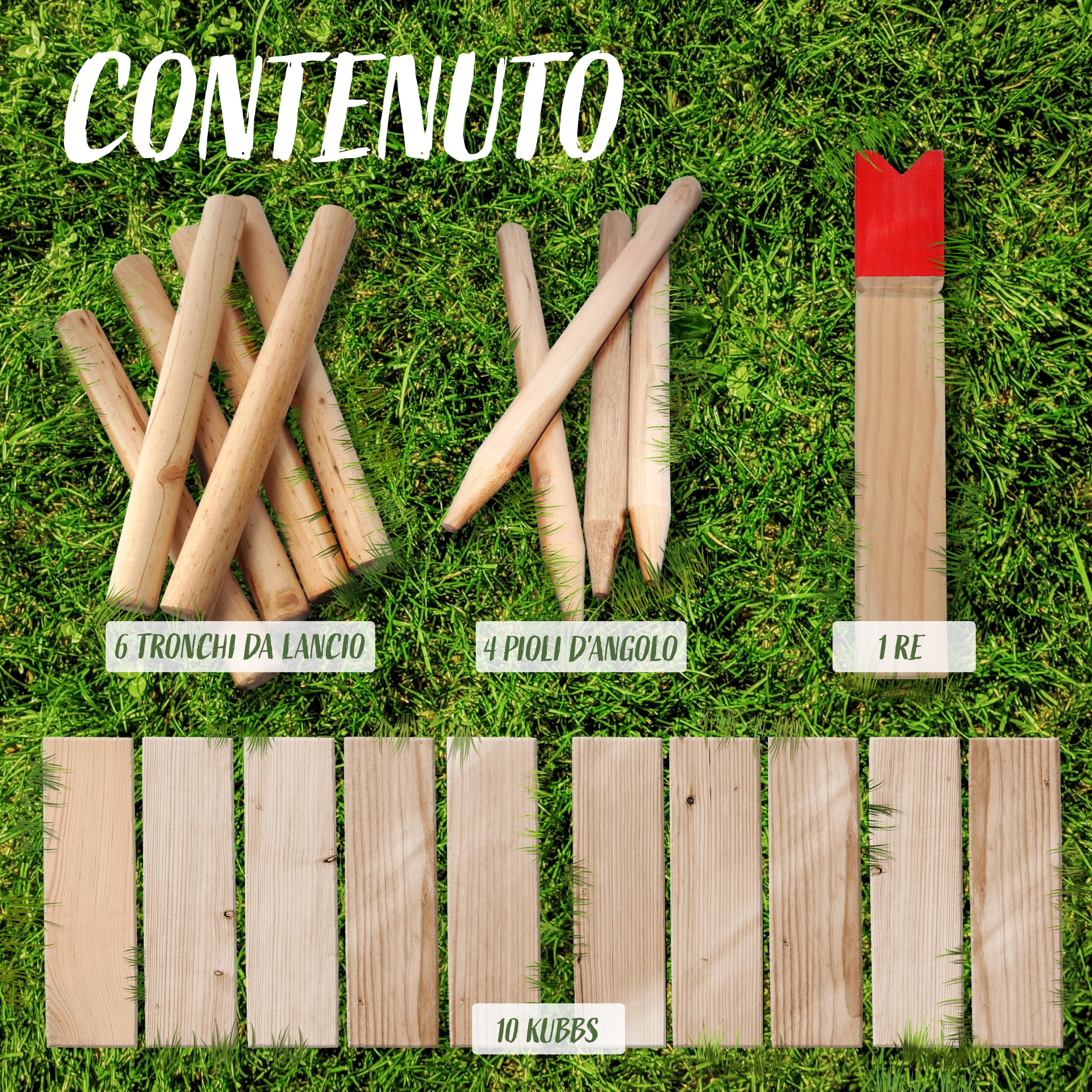 Ocean 5 Kubb Gioco Originale Vichingo | Gioco in Legno di Alta qualità in Una Borsa di Stoffa con Figure enormi | Set di Scacchi svedesi | Set di Scacchi in Legno per Bambini e Adulti |