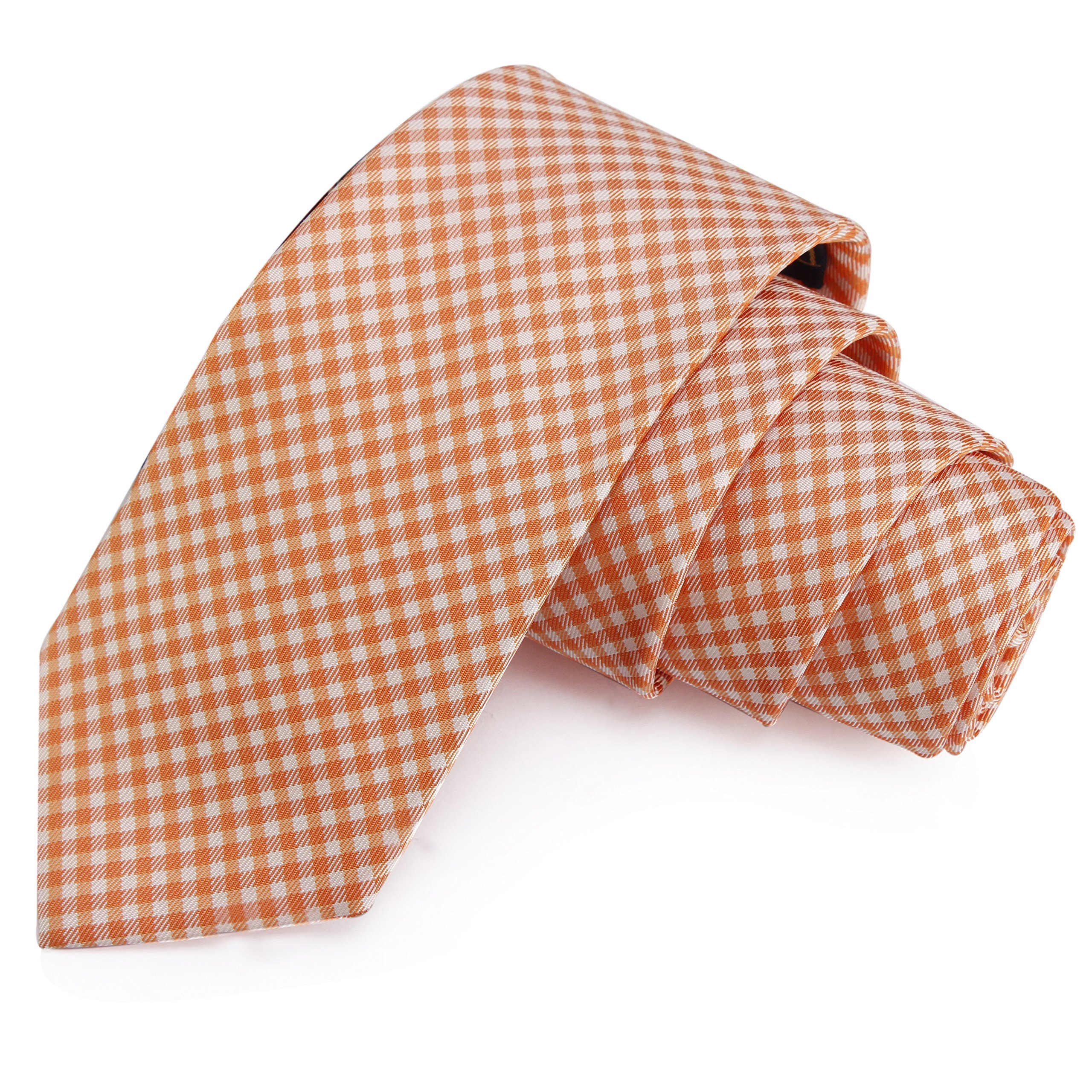 Superb Orange & White Colored Microfiber Necktie for Men-image-49