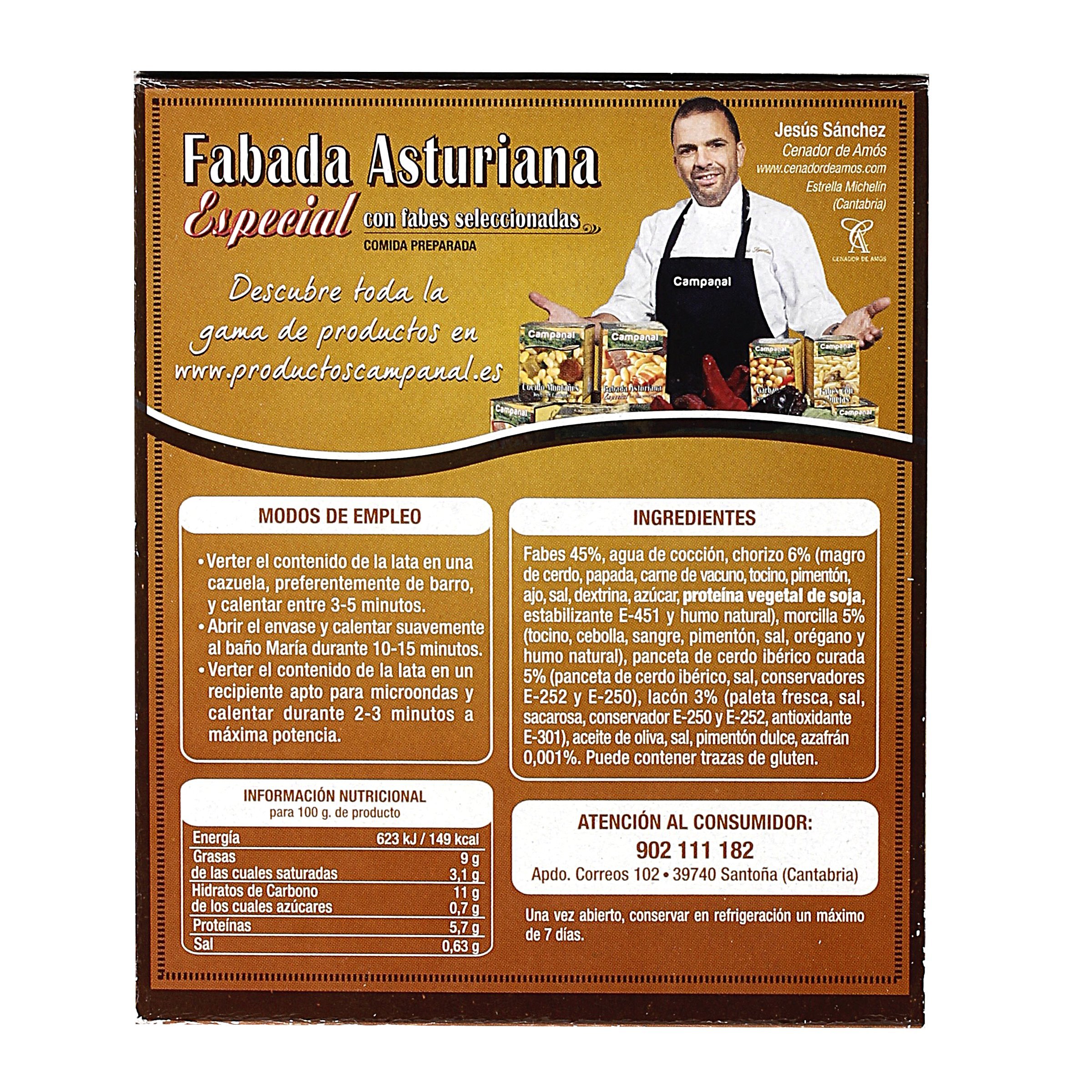 Comida Preparada- Fabada Asturiana Campanal 880 G Netos