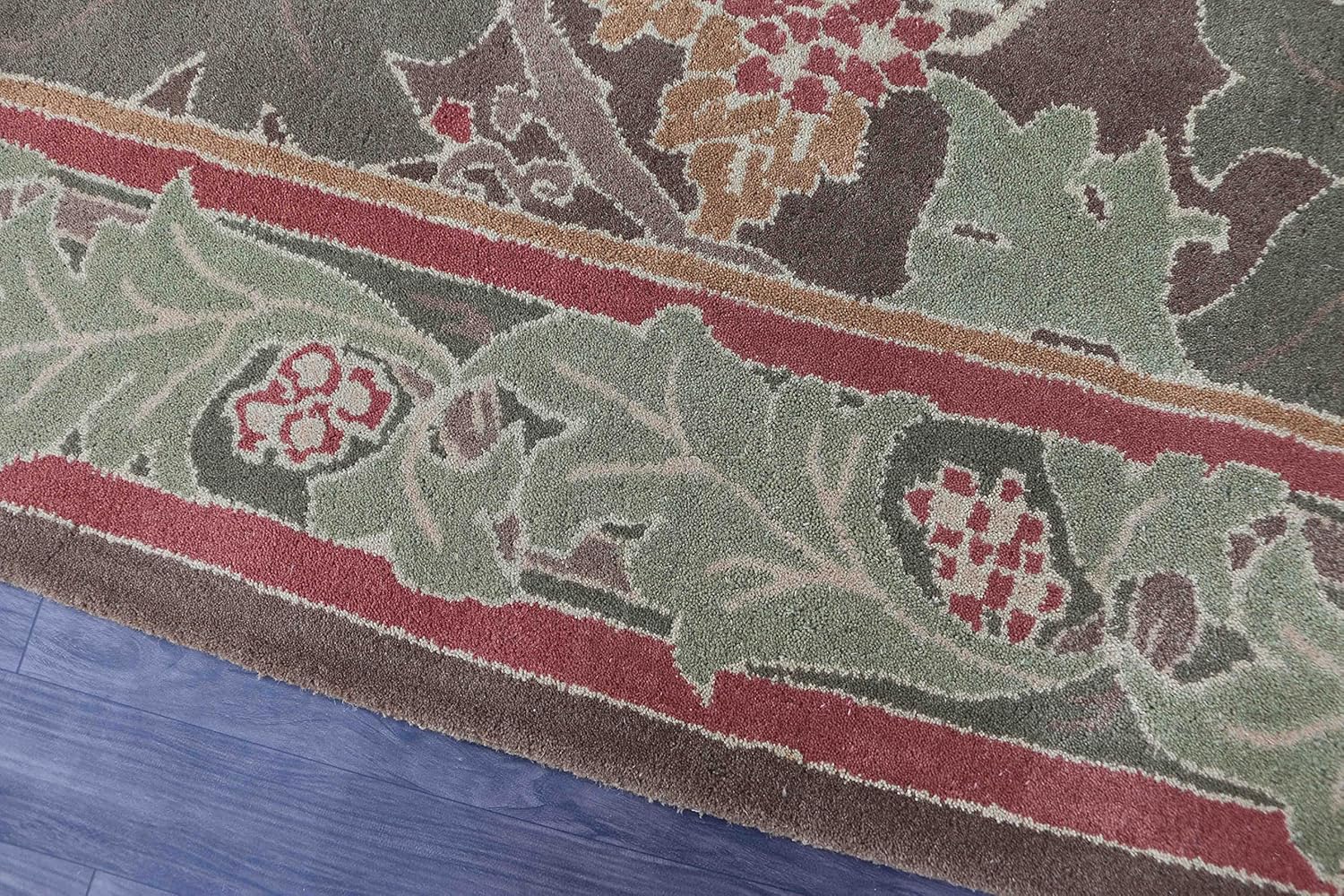 Old Hand Made Pattern William Morris Cecil Green Traditional Oriental Style Woolen Area Rugs (9 ft x 12 ft) All-Included Price