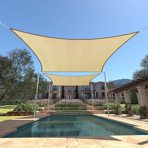 ShadeMart Vela Ombreggiante Rettangolare 8' X 20' Marrone: Tessuto HDPE Traspirante, Blocca UV 95%, Resistente All'Acqua. Ideale Per Patio, Terrazzo, Carport. Garanzia 3 Anni.