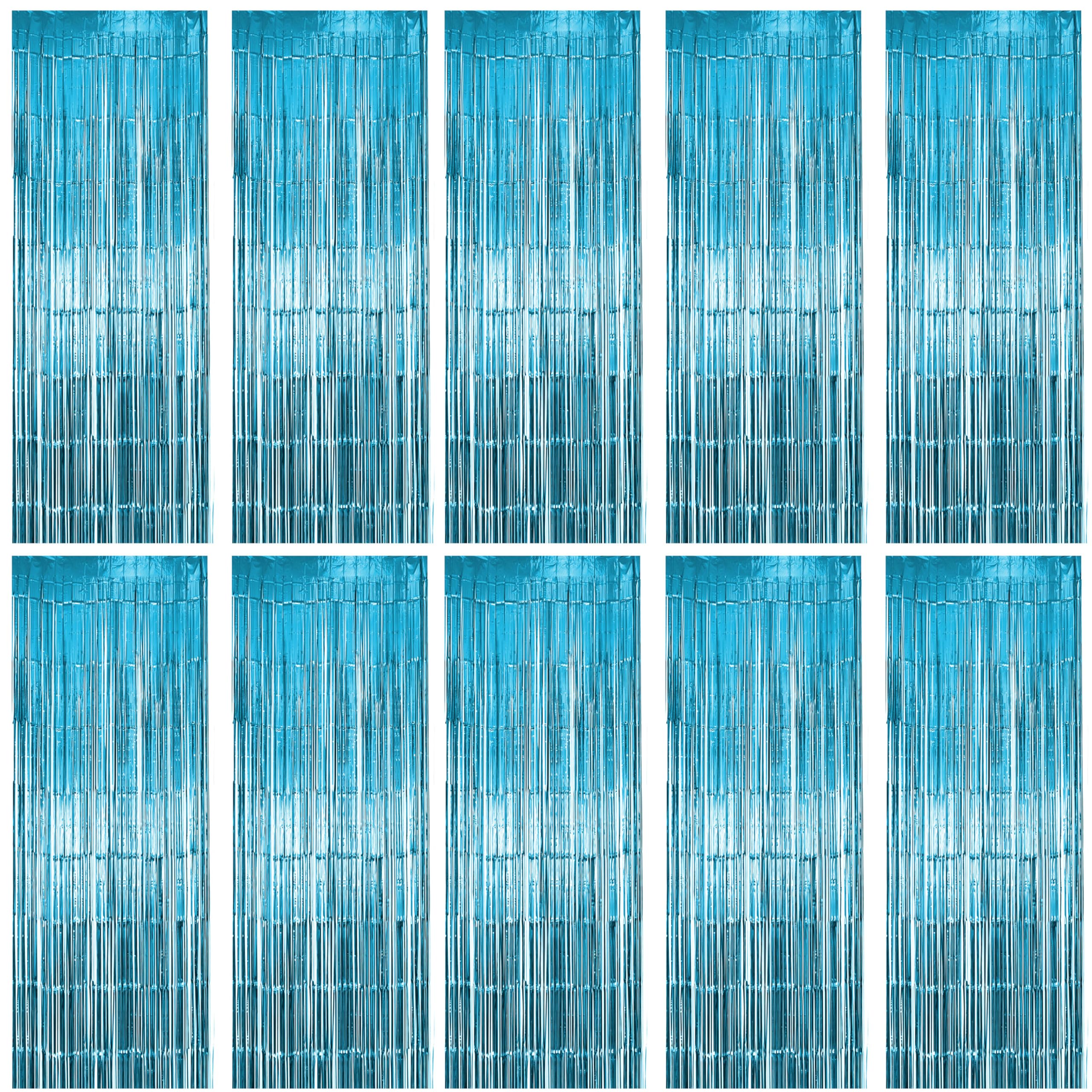 10 Pack Light Blue Fringe Backdrop Curtains, Light Blue Streamers Party Backdrop, Christmas Decorations, New Year Decorations, White Party Decorations Supplies For Birthday, Holidays, Parties &amp; More
