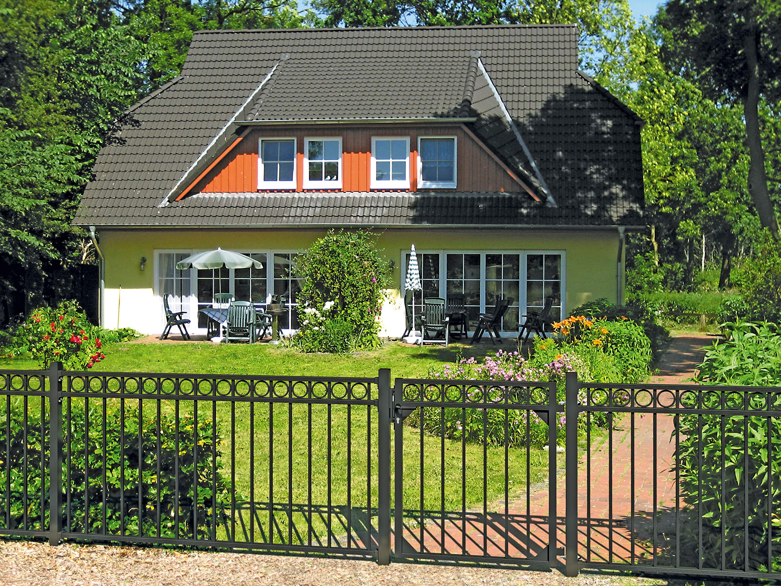 Alberts 510206 Doppeltorset Circle, zum Einbetonieren | verschiedene Höhen - wahlweise in verschiedenen Farben | anthrazit | Höhe 100 cm | Breite 3 m