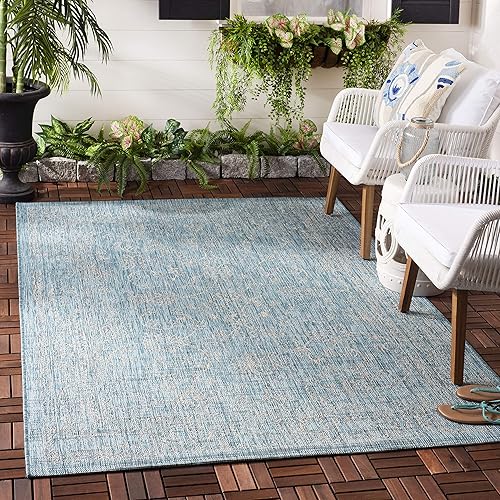 Vista 169 de SAFAVIEH Courtyard Collection - Alfombra decorativa, 2 pies 3 pulgadas x 5 pies, turquesa, no desprende pelusa y de fácil cuidado, para interiores